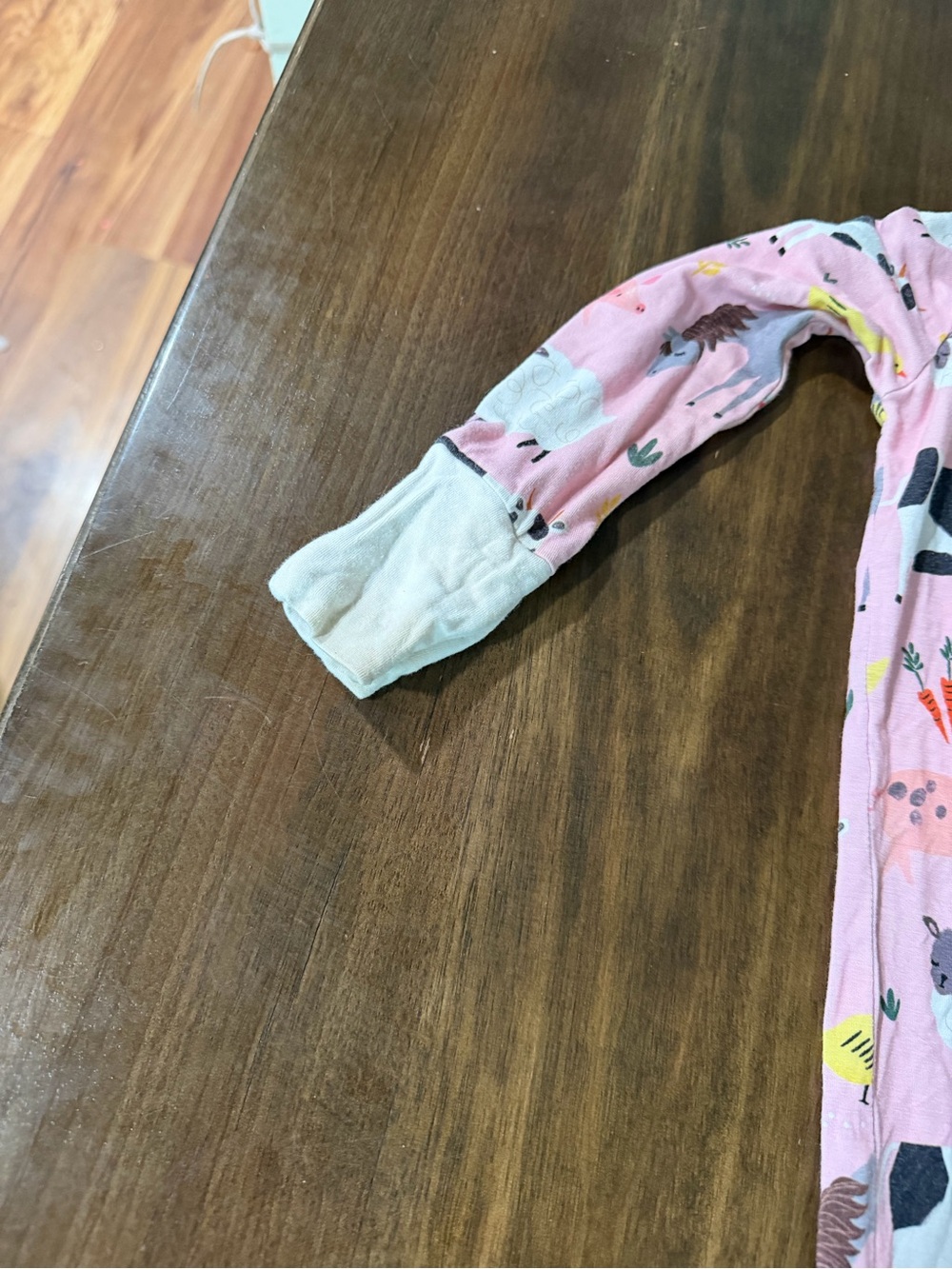 Little Sleepies Pink Farm Animal One-Piece Footie Pajama - Picture 3 of 3